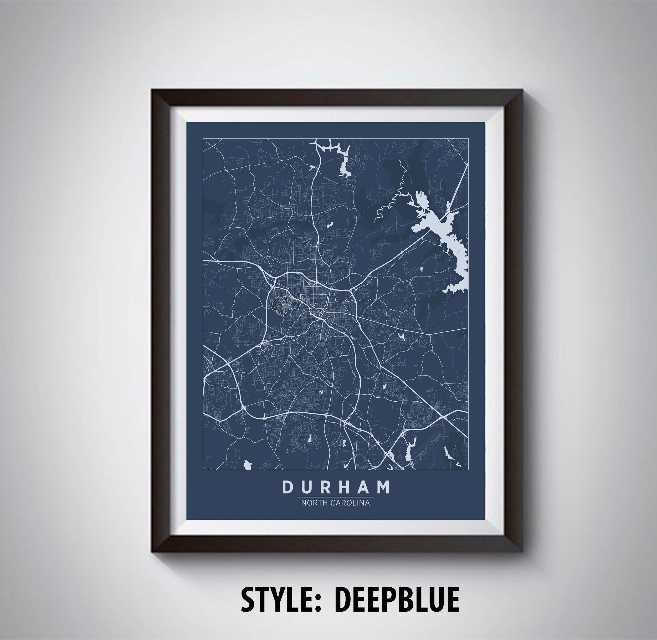 Map of Durham NC Durham Map Durham Poster Office Décor Etsy
