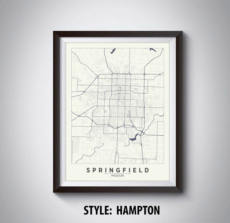 Map of Springfield MO Springfield Map Springfield Poster Etsy