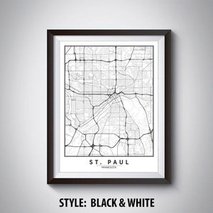 St. Paul MN Map Print: Modern Road & Waterway Art