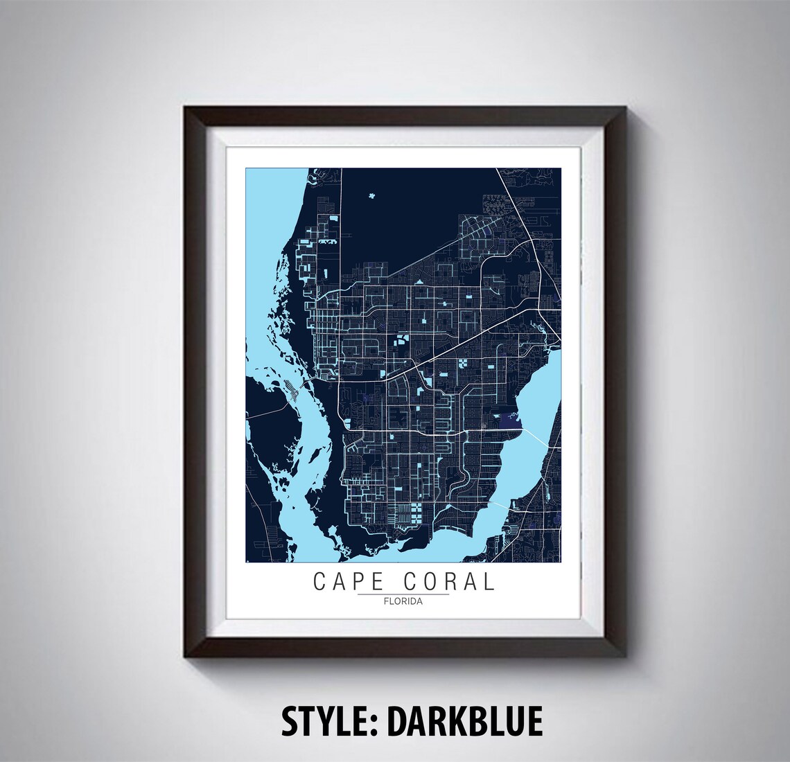 Map of Cape Coral FL Cape Coral Map Cape Coral Poster | Etsy
