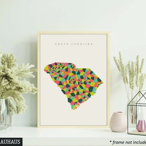 South Carolina Geometric Map Print: Mid-Century Modern Wall Art