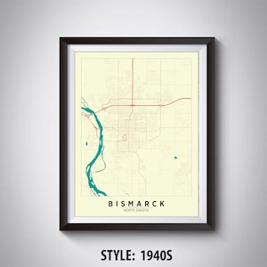 Map of Bismarck, ND - Bismarck Map - Bismarck Poster - Office Décor - Wall Art - Travel Map - Bismarck Travel Map