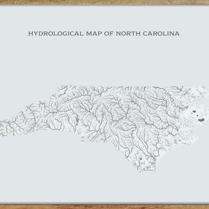North Carolina Rivers and Lakes Map Poster: Hydrological Art Print - Etsy