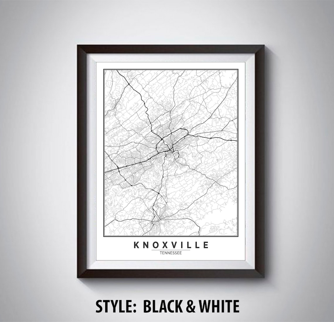 Map of Knoxville TN Knoxville Map Knoxville Poster | Etsy
