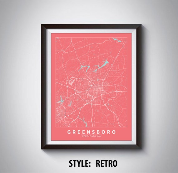 Greensboro NC Map Poster: Vintage Style Travel Wall Art - Etsy