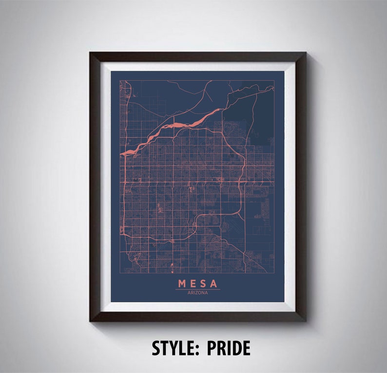 Map of Mesa AZ Mesa Map Mesa Poster Office Décor Wall Etsy
