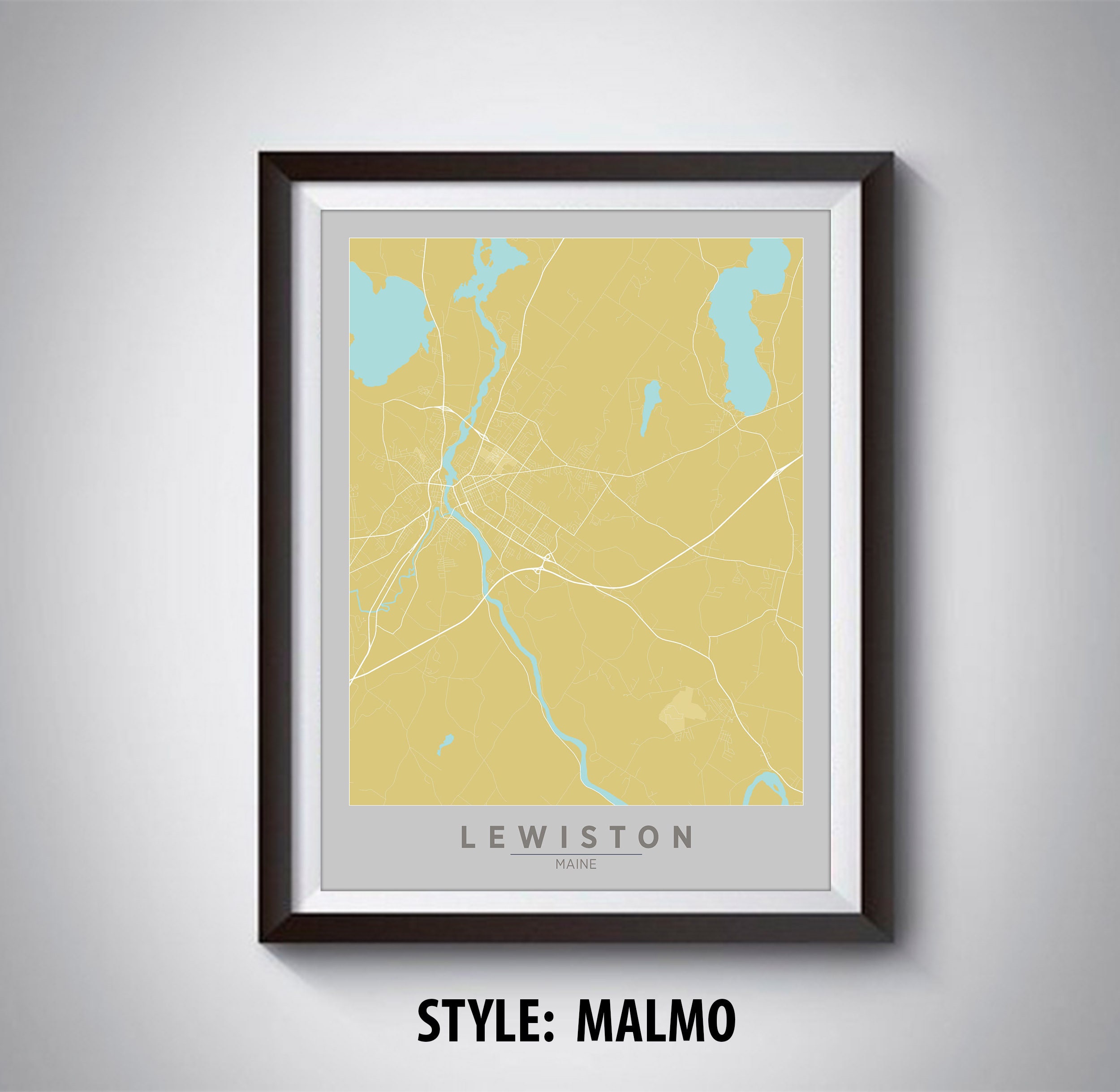 Map of Lewiston ME Lewiston Map Lewiston Poster Office - Etsy