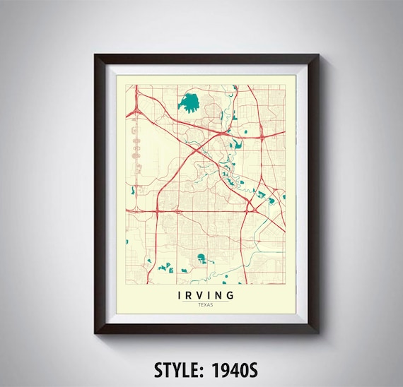 Map of Irving TX Irving Map Irving Poster Office Décor Etsy