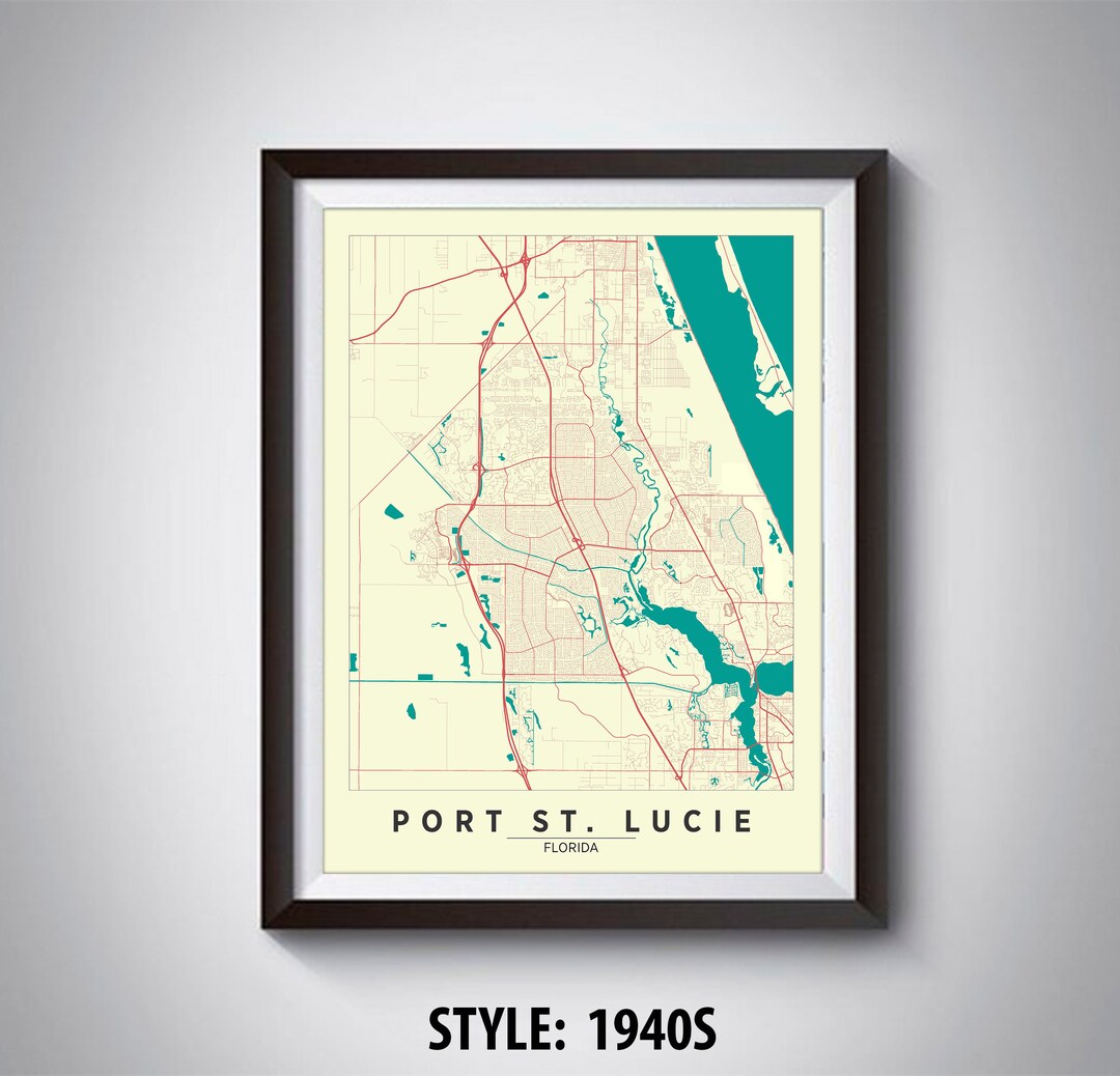 Map of Port St. Lucie, FL Port St. Lucie Map Port St. Lucie Poster Office Décor Wall Art Travel