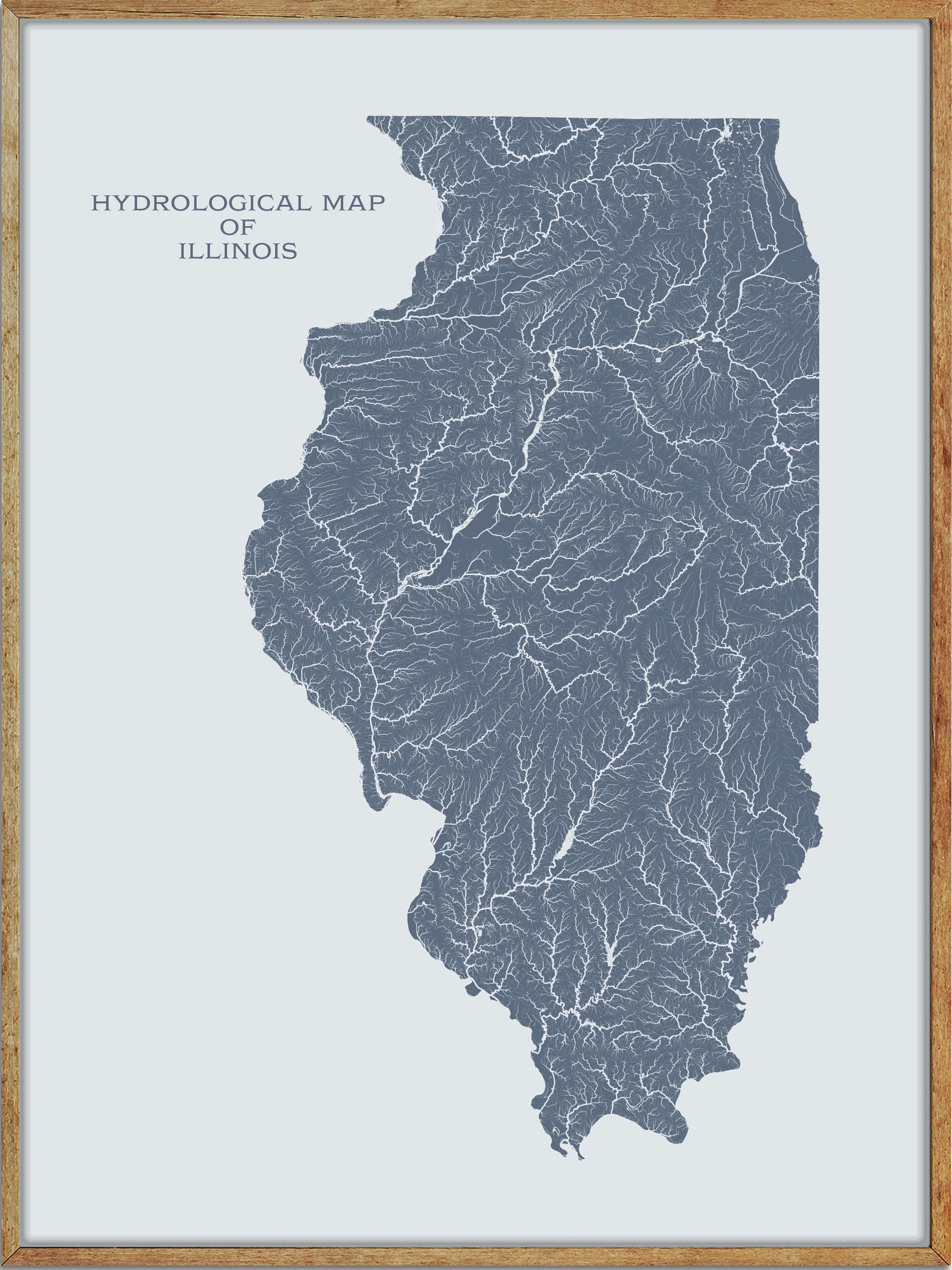 Illinois Hydrological Map Of Rivers And Lakes Illinois Rivers Etsy Il Fullxfull.2259465102 801f