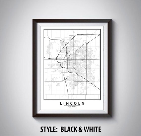 Map of Lincoln NE Lincoln Map Lincoln Poster Office | Etsy