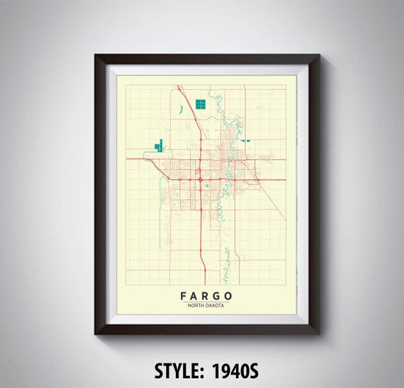 Map of Fargo ND Fargo Map Fargo Poster Office Décor | Etsy