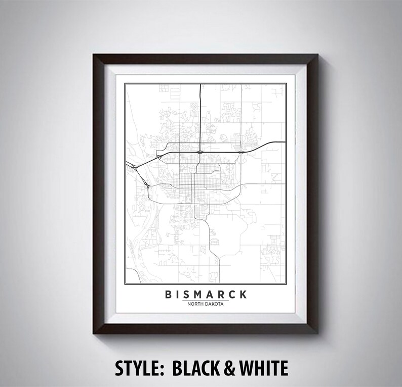 Map of Bismarck ND Bismarck Map Bismarck Poster Office Etsy
