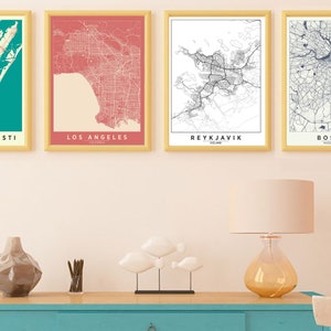 4 City Map Set - City Print - Wall Art - Choose Any 4 Cities in the World - Print Gift