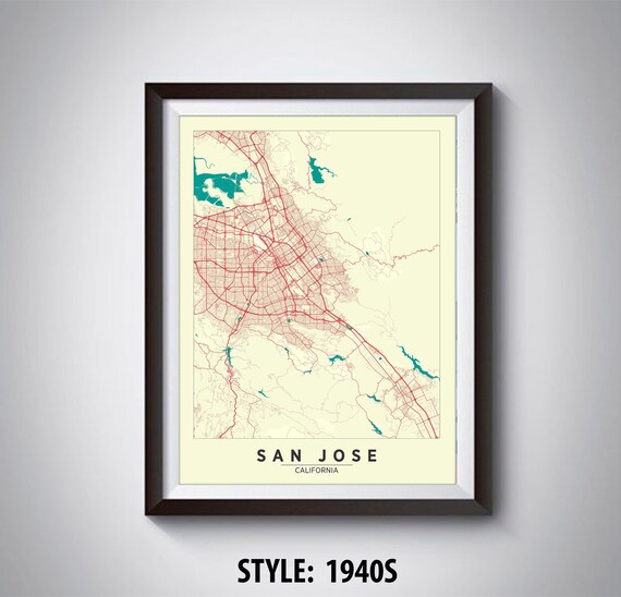 Map of San Jose CA San Jose Map San Jose Poster Office | Etsy