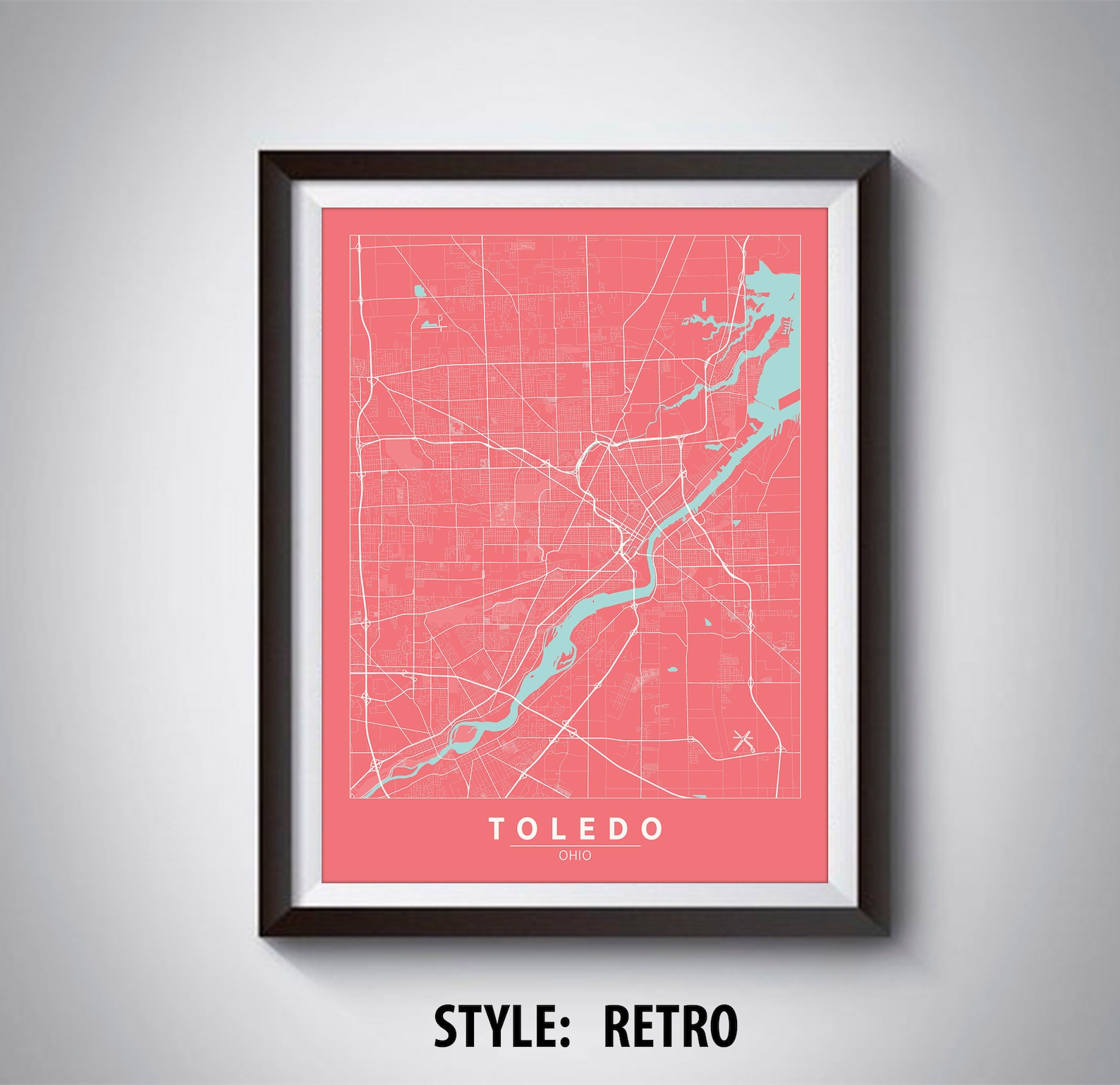 Map of Toledo OH Toledo Map Toledo Poster Office Décor Etsy