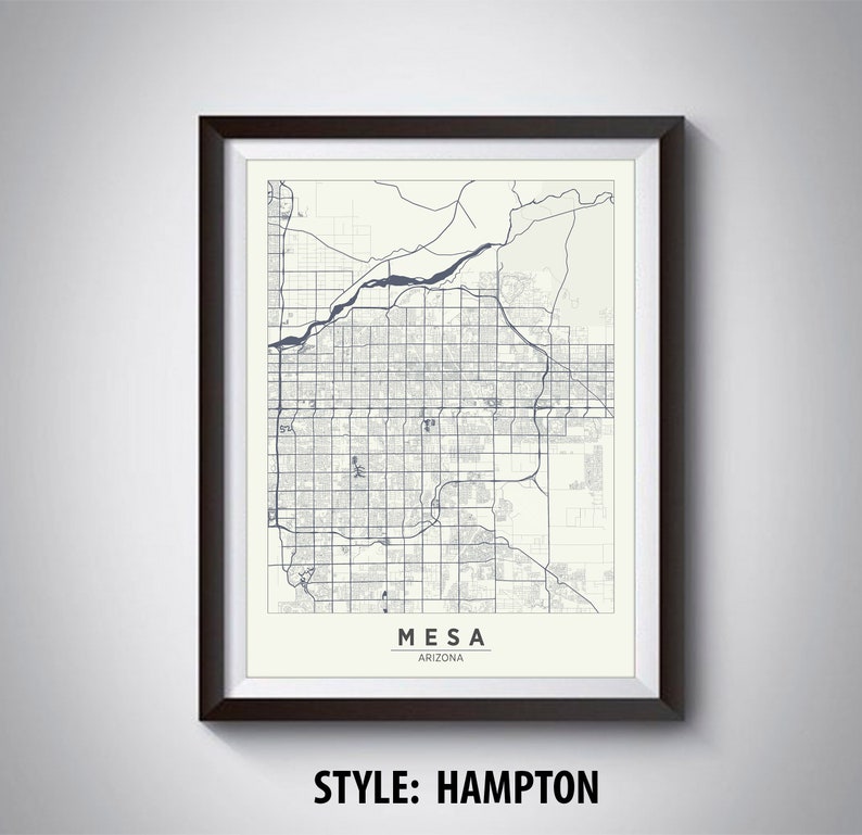 Map of Mesa AZ Mesa Map Mesa Poster Office Décor Wall Etsy