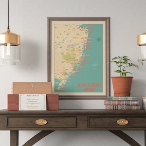 New Jersey Coast Map Print: Retro NJ Shore Poster
