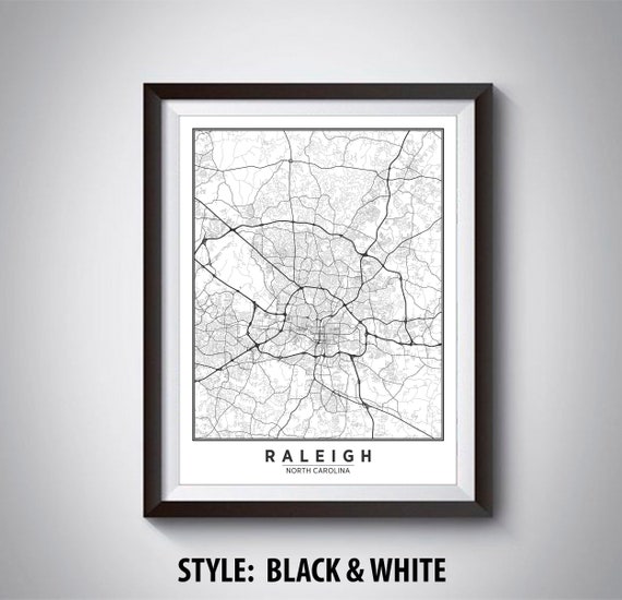 Map of Raleigh NC Raleigh Map Raleigh Poster Office - Etsy