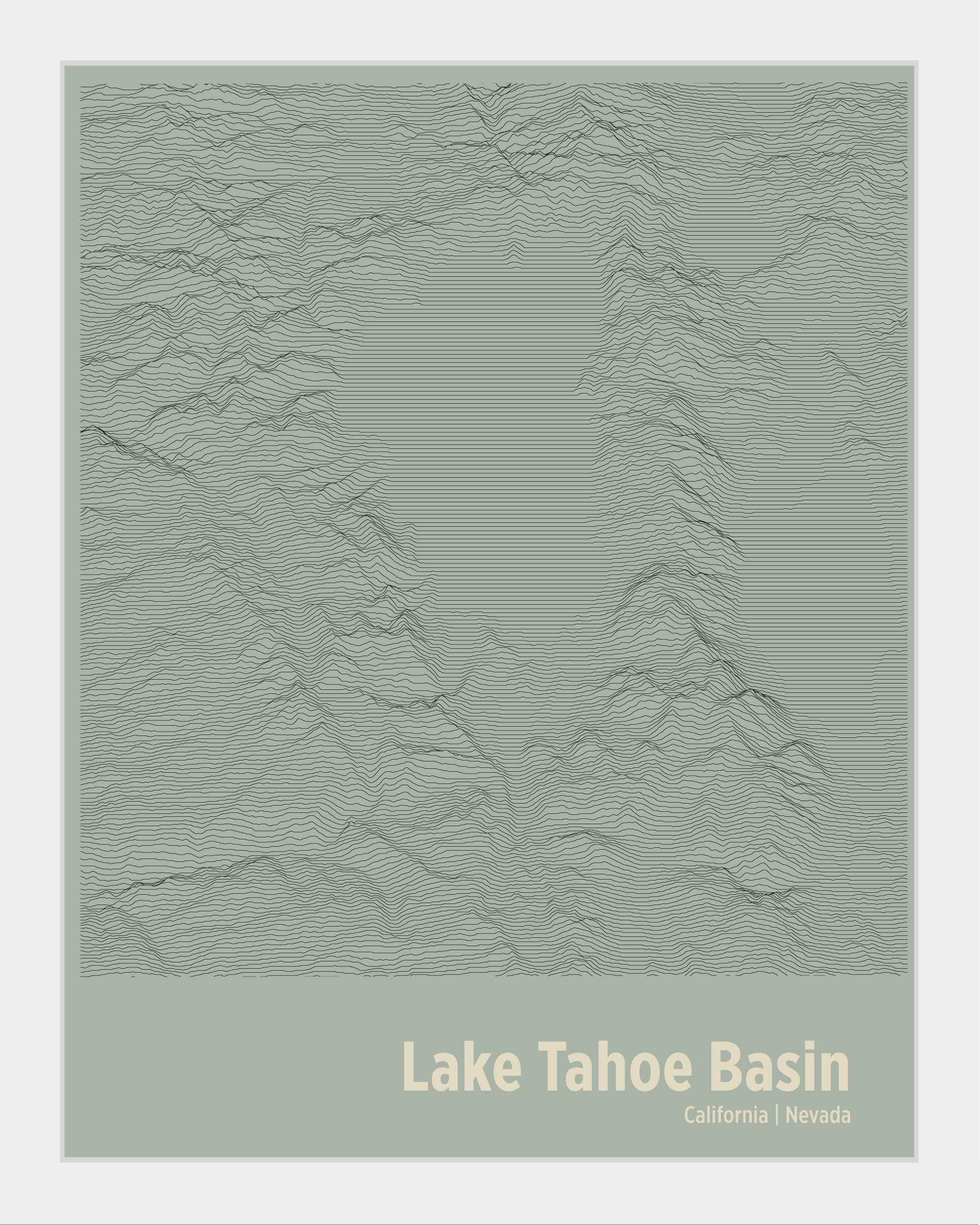 Lake Tahoe Ridgeline Map Geographic Contours Print of Ridges - Etsy