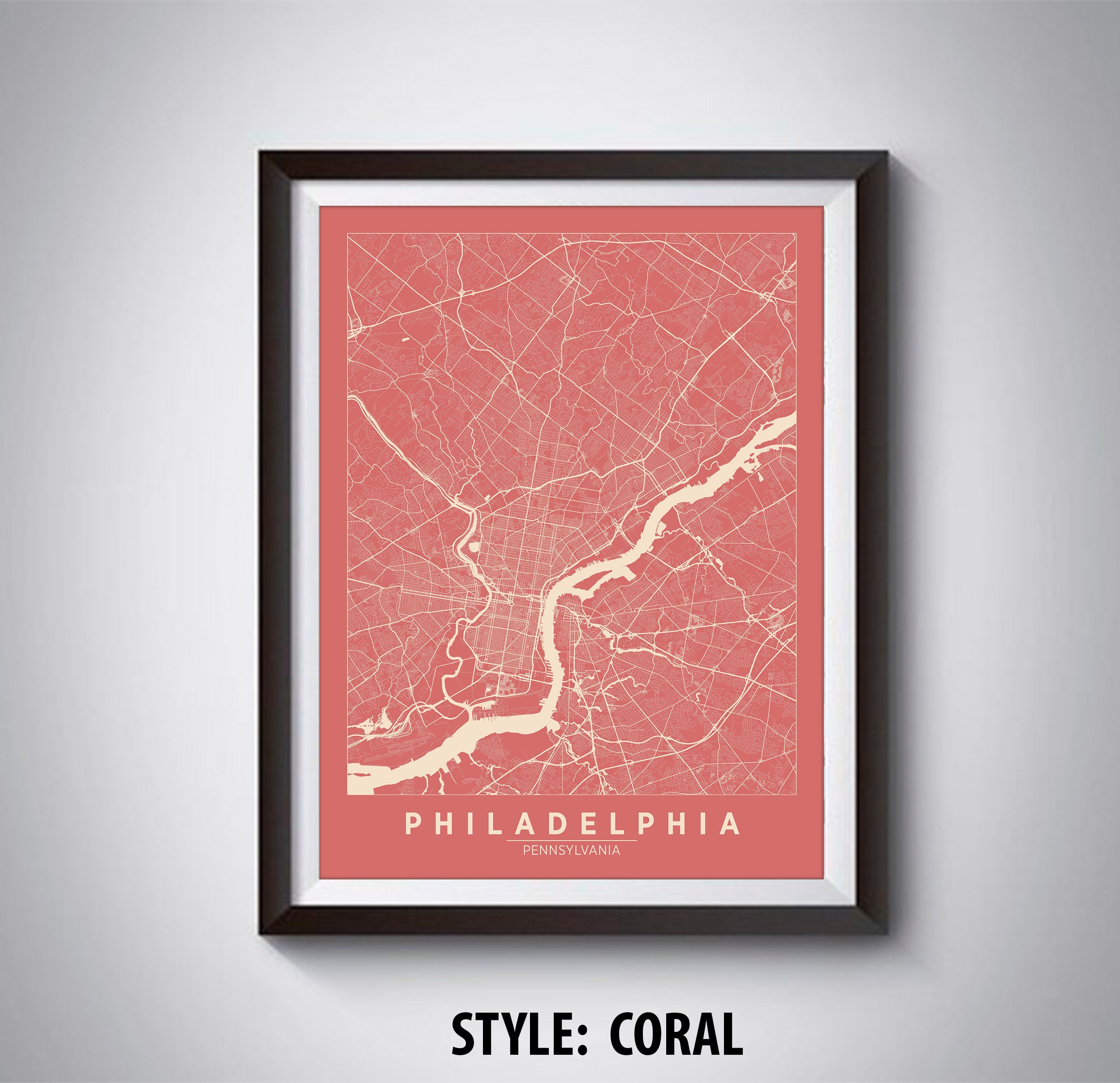 Map of Philadelphia PA Philadelphia Map Philadelphia - Etsy