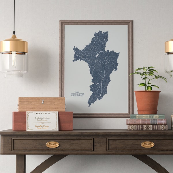 Mapa de ríos y lagos de la cuenca del río Hudson