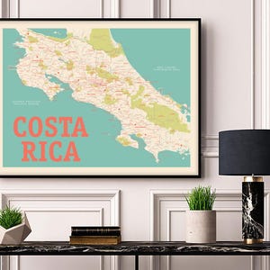Costa Rica Map Print: Retro or Modern Wall Art
