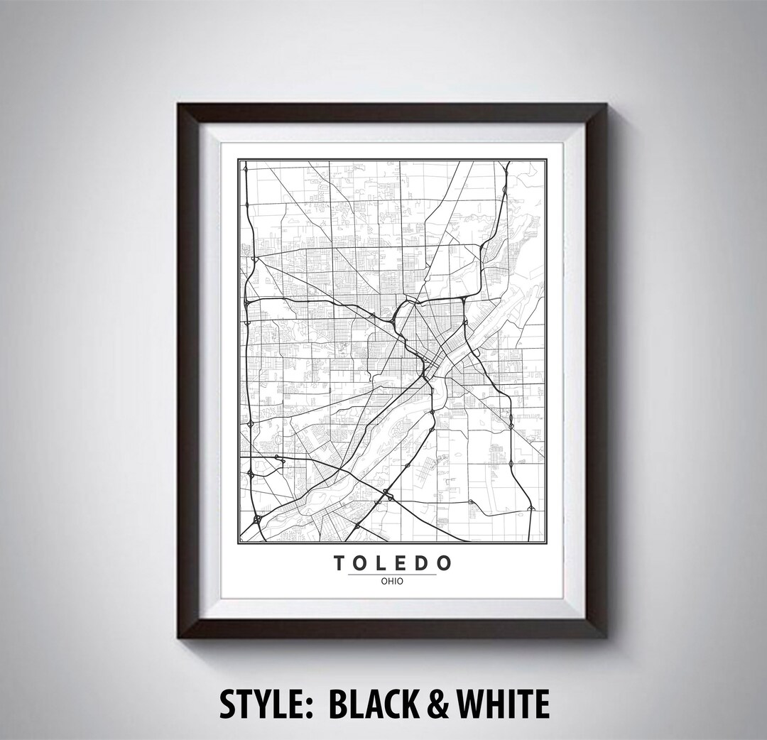 Map of Toledo, OH Toledo Map Toledo Poster Office Décor Wall Art Travel