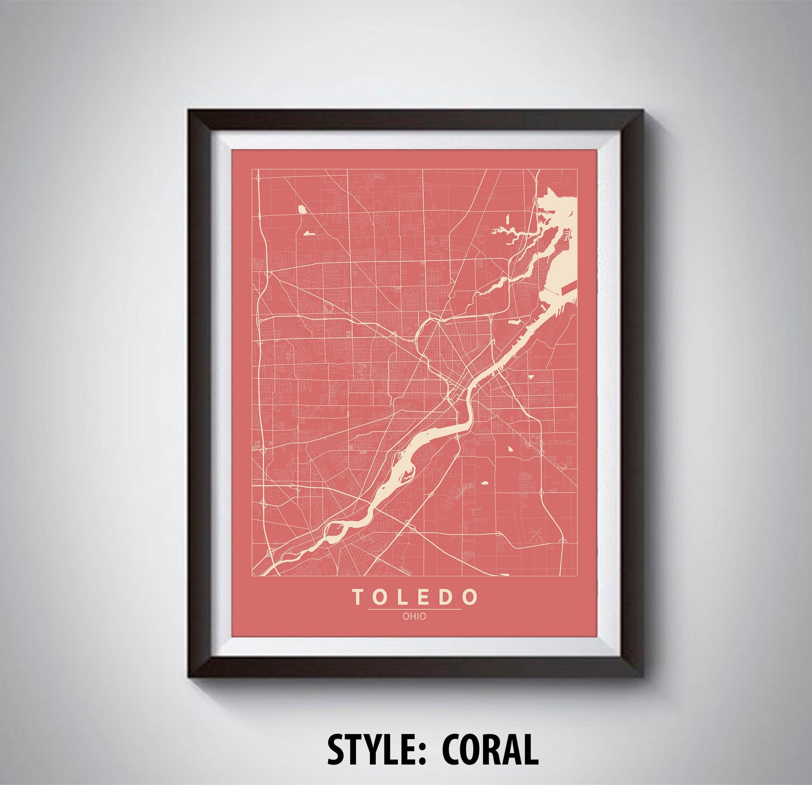 Map of Toledo OH Toledo Map Toledo Poster Office Décor - Etsy