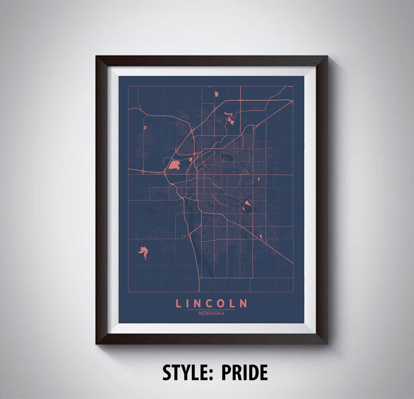 Map of Lincoln NE Lincoln Map Lincoln Poster Office - Etsy