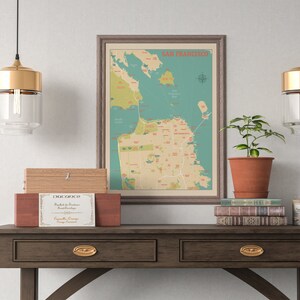 San Francisco Map  - SF Bay Area Print - San Francisco Beach Map - Poster retro map