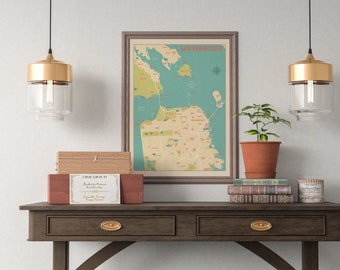 San Francisco Map Print: Retro SF Bay Area Poster