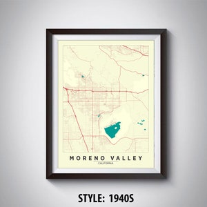 Kaart van Moreno Valley, CA - Moreno Valley Map - Moreno Valley Poster - Office Décor - Wall Art - Travel Map - Moreno Valley Travel Map