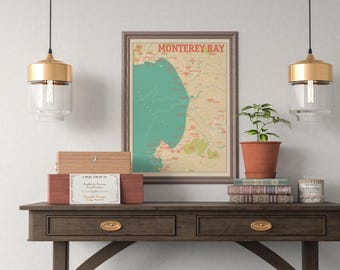 Monterey Bay Map Print: Framed California Wall Art