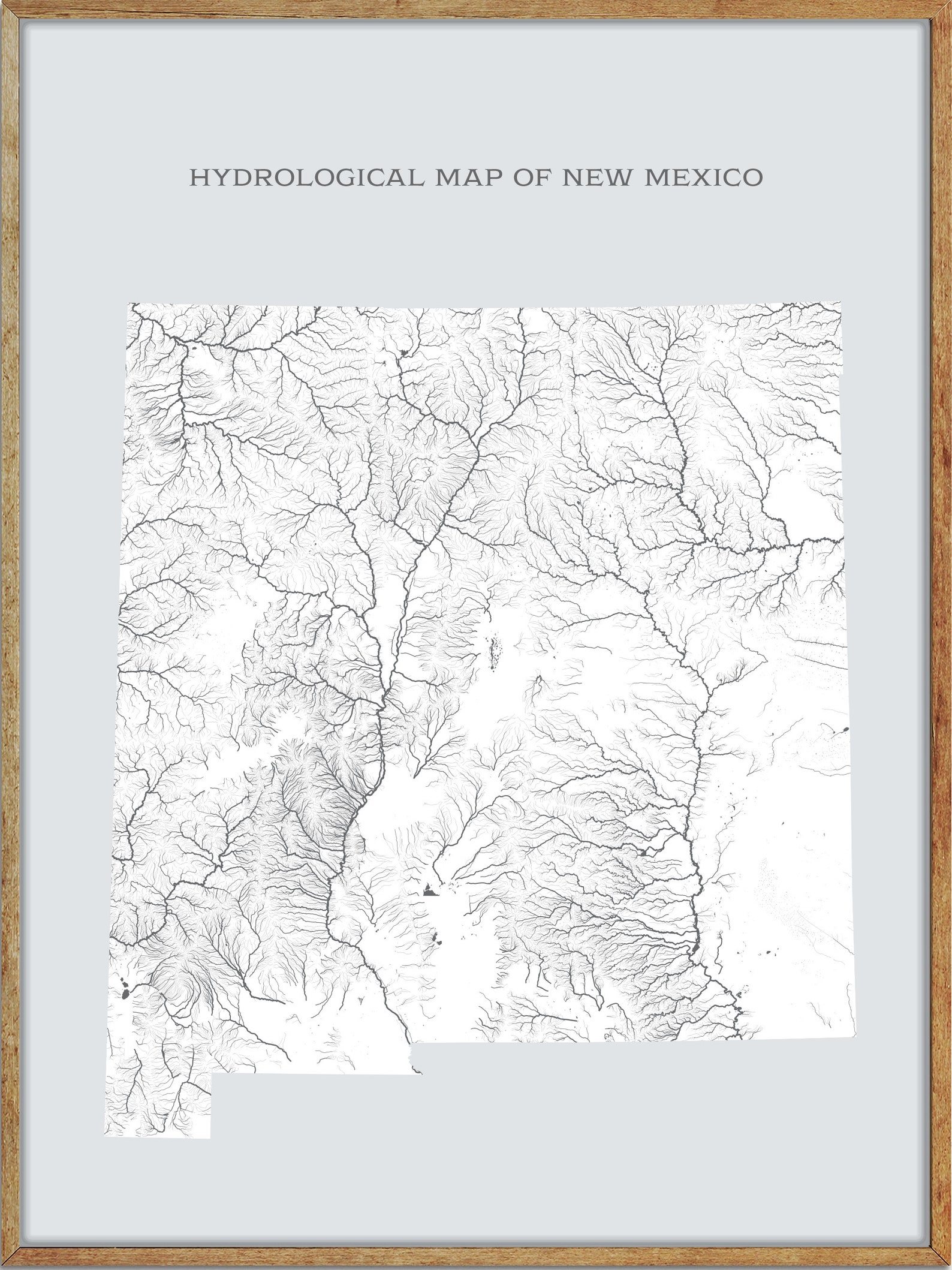 New Mexico Hydrological Map of Rivers and Lakes New Mexico  Etsy