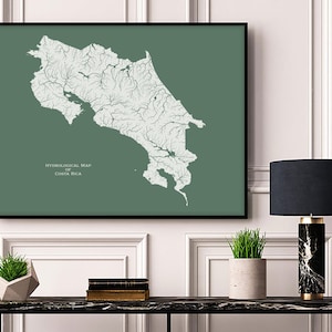 Mapa de ríos y lagos de Costa Rica: Póster hidrológico - Etsy México