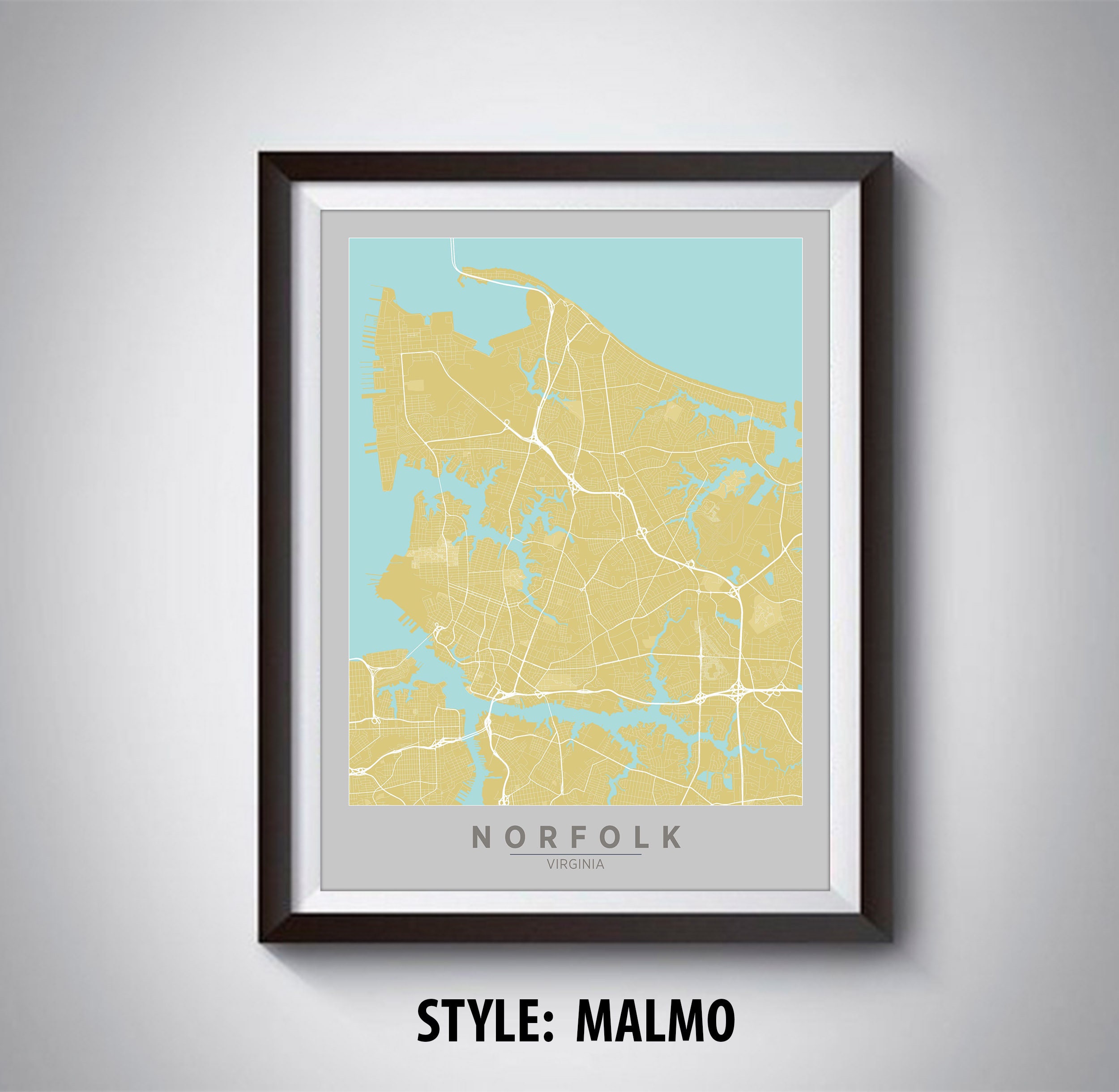 Map of Norfolk VA Norfolk Map Norfolk Poster Office - Etsy