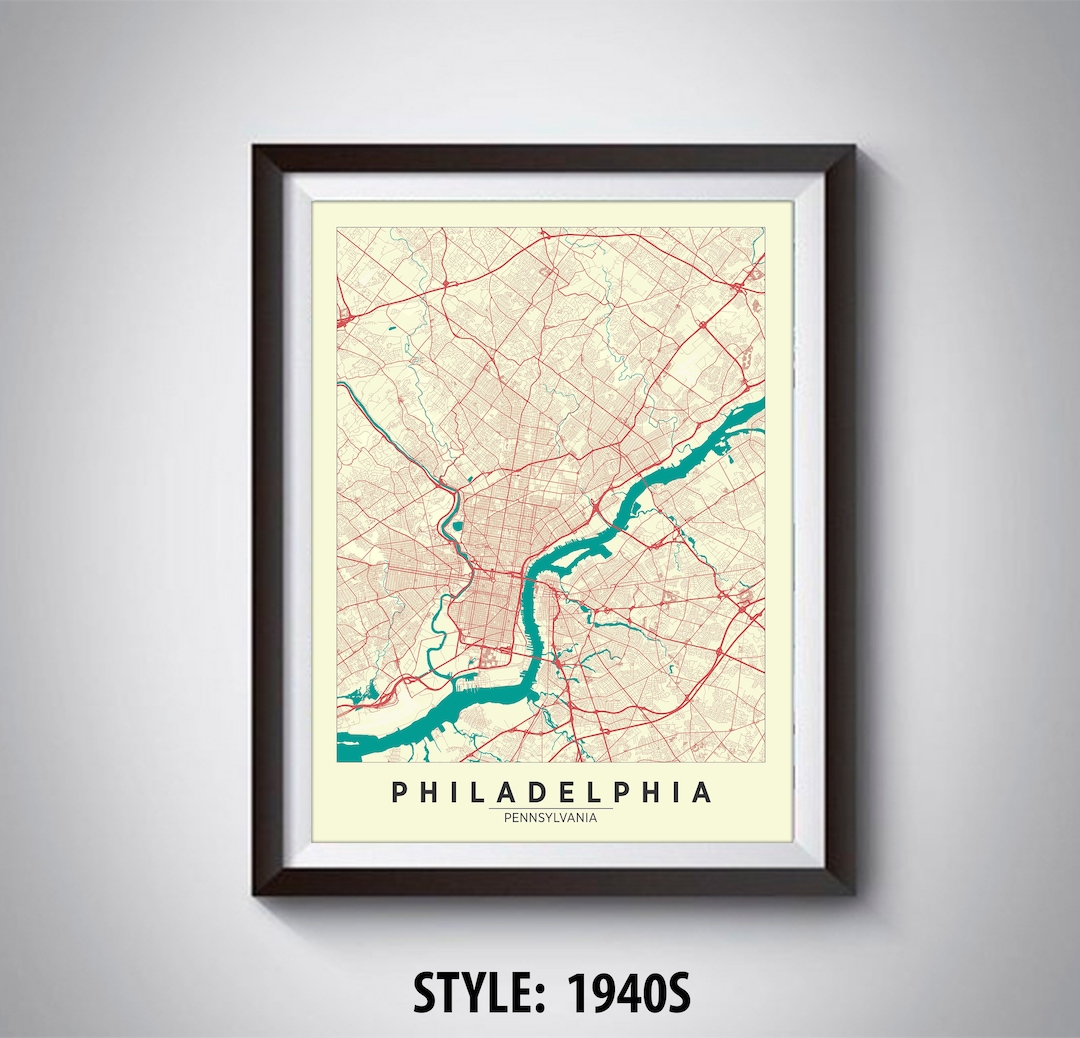 Map of Philadelphia, PA - Philadelphia Map - Philadelphia Poster