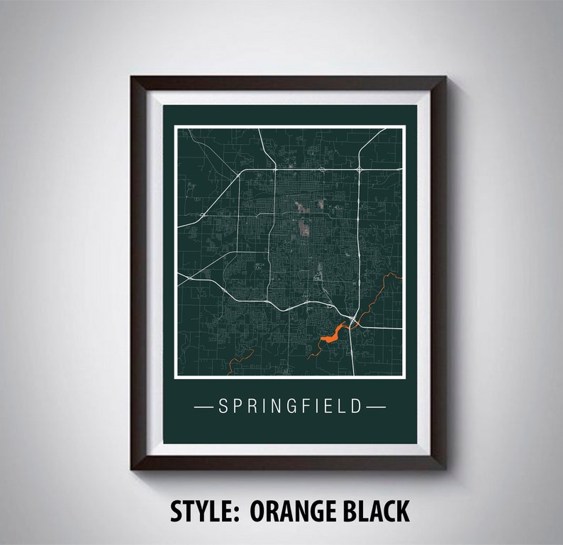 Map of Springfield MO Springfield Map Springfield Poster Etsy