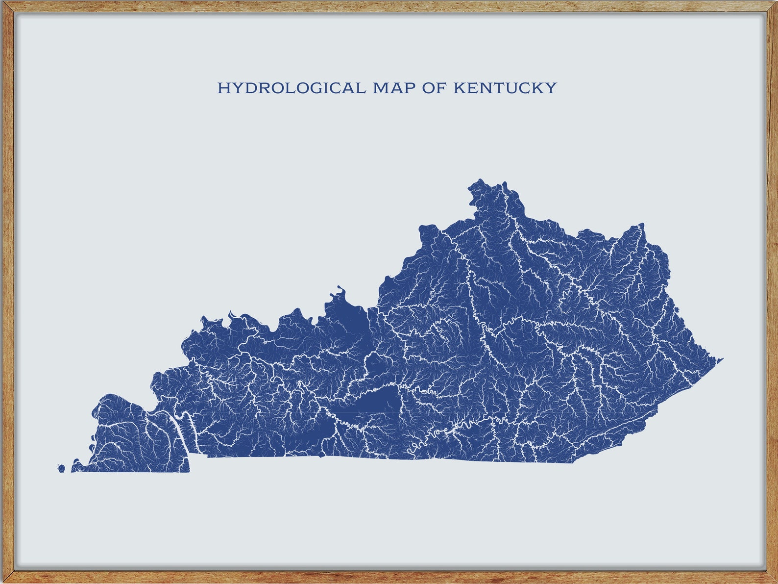 Kentucky Hydrological Map of Rivers and Lakes Kentucky Rivers Etsy