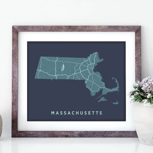 Massachusetts State Map Print - Wall Art - Massachusetts print