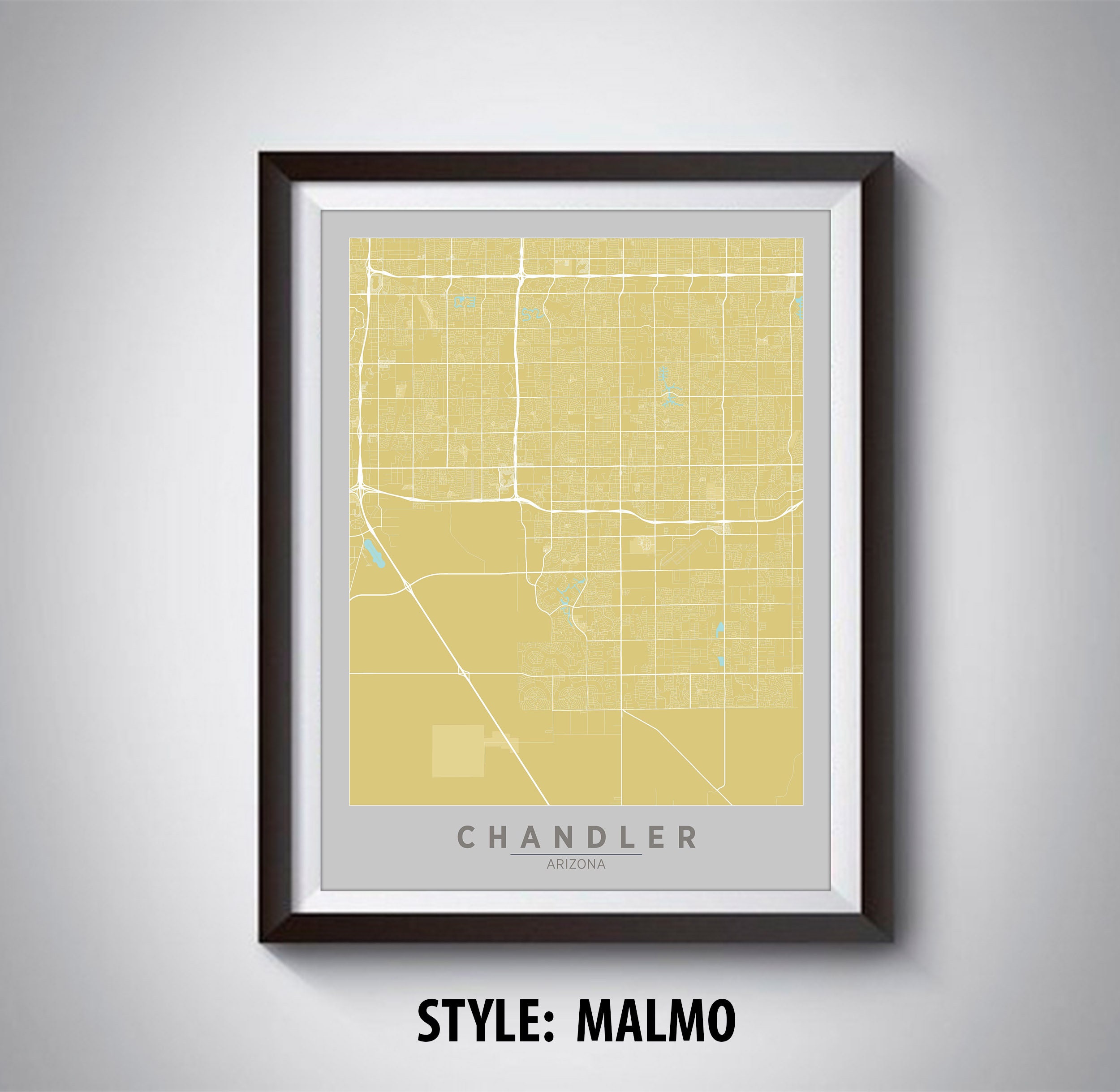Map of Chandler AZ Chandler Map Chandler Poster Office Etsy