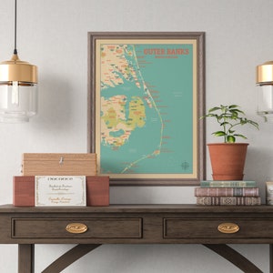 Outer Banks Map - Outer Banks North Carolina Print - OBX - Outer Banks Poster retro gift map