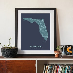 Florida State Map Print - Wall Art - Florida print