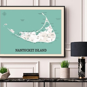 Nantucket Island Map - Nantucket Coast Print - Küste von Nantucket Island Beach Map - Poster Retro-Karte