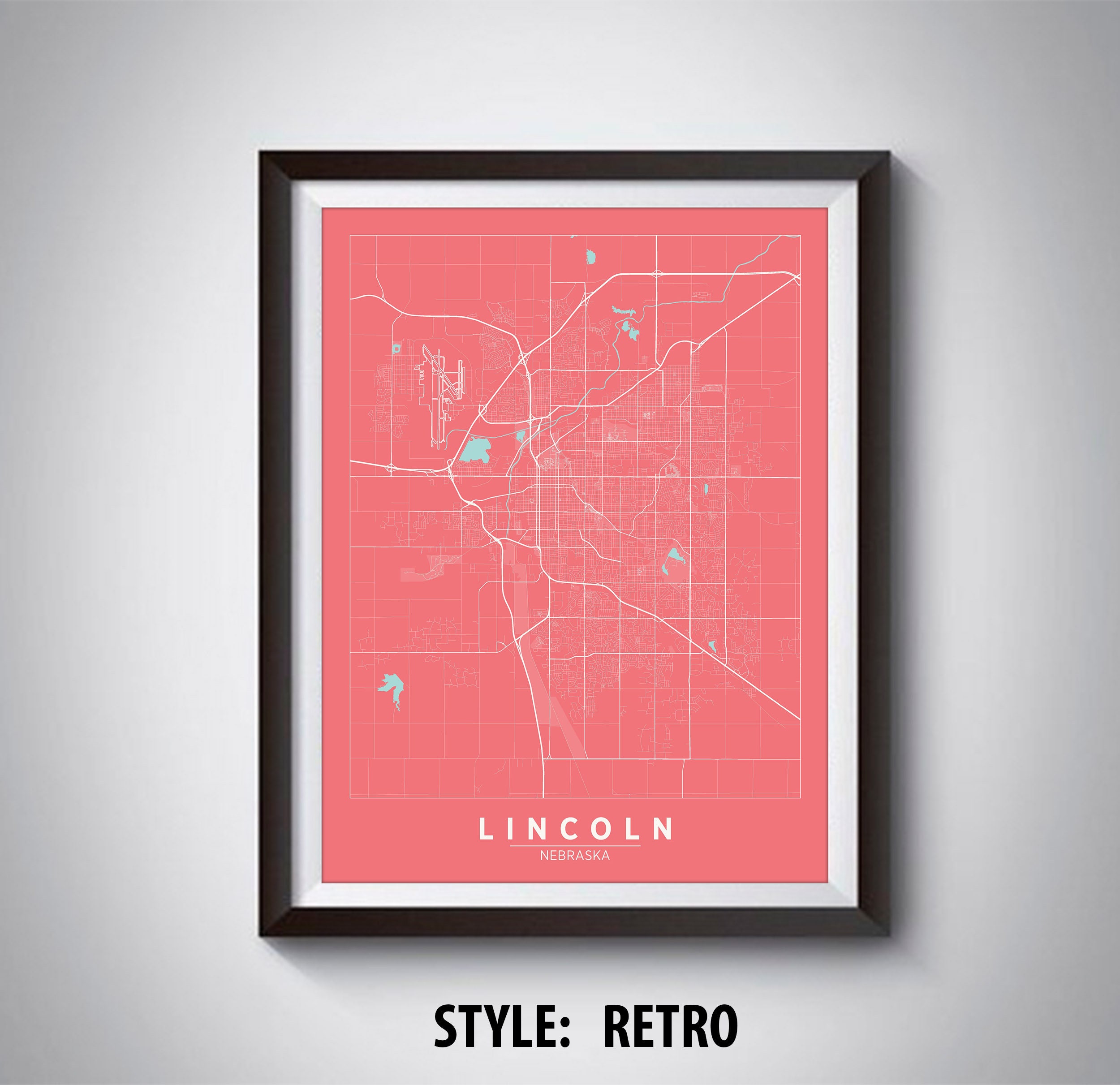 Map of Lincoln NE Lincoln Map Lincoln Poster Office - Etsy