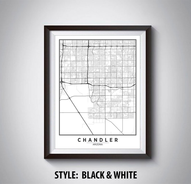 Map of Chandler AZ Chandler Map Chandler Poster Office Etsy