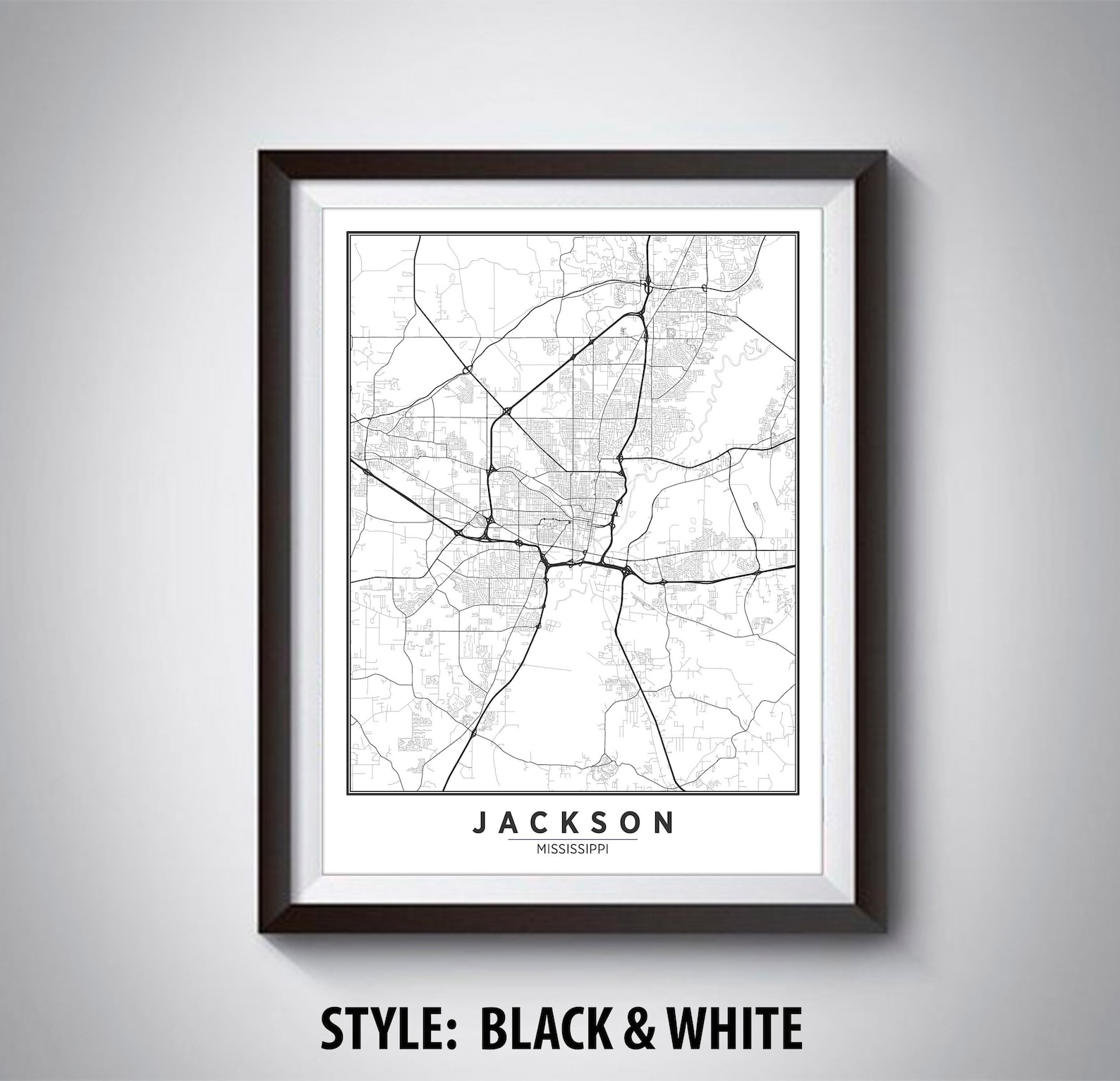 Map of Jackson MS Jackson Map Jackson Poster Office - Etsy