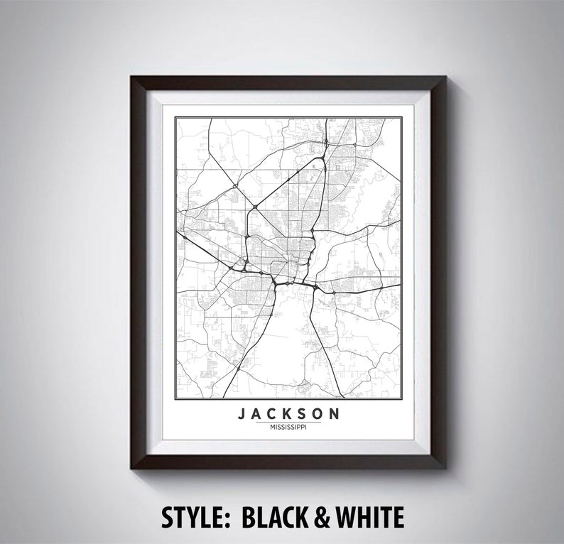 Map of Jackson MS Jackson Map Jackson Poster Office - Etsy