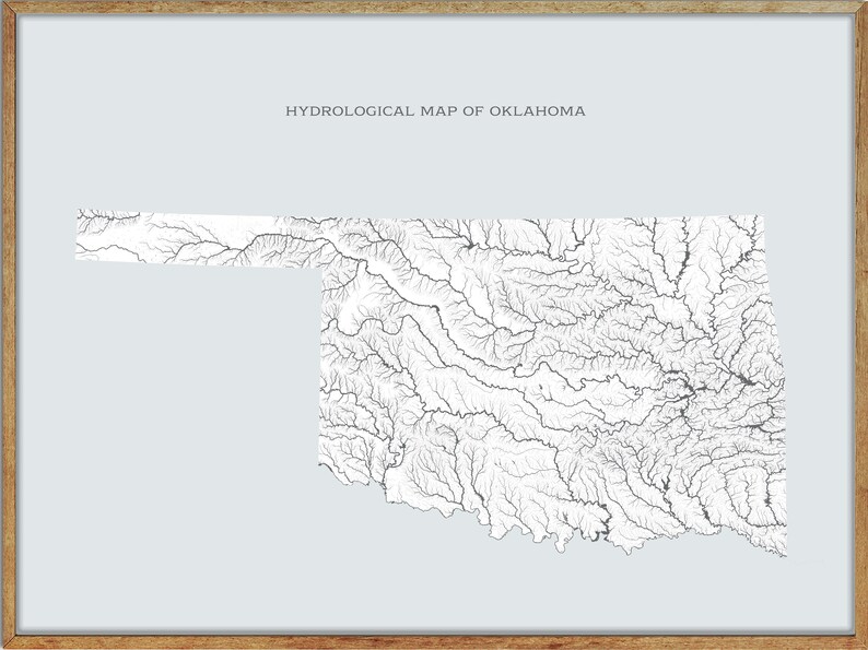 Oklahoma Hydrological Map Of Rivers And Lakes Oklahoma Rivers Etsy Il 794xN.2252161044 10jm 